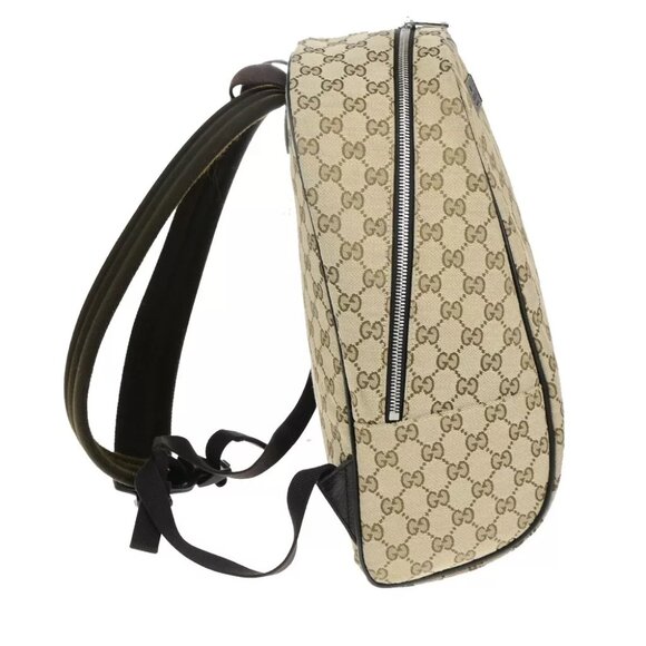 GUCCI Logo GG Pattern Backpack Bag Canvas Leather Brown SHW Italy 40RK750 - Picture 6 of 14